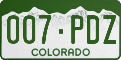 CO license plate 007PDZ