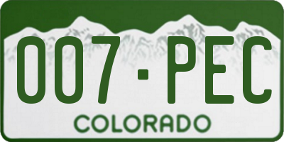 CO license plate 007PEC