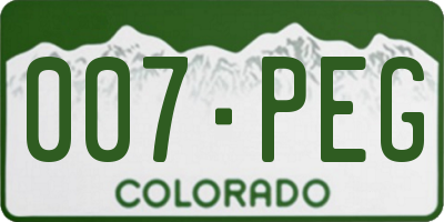 CO license plate 007PEG