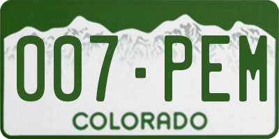 CO license plate 007PEM