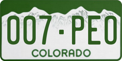 CO license plate 007PEO