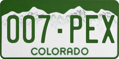 CO license plate 007PEX