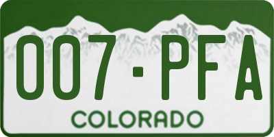 CO license plate 007PFA