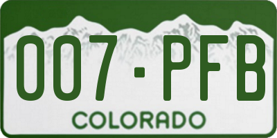 CO license plate 007PFB