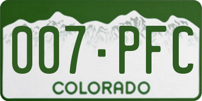 CO license plate 007PFC