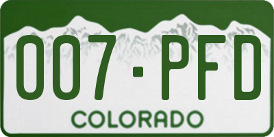 CO license plate 007PFD