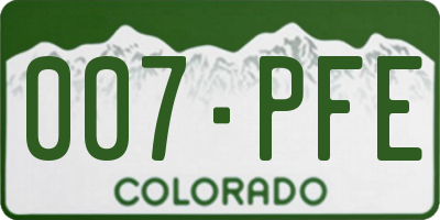 CO license plate 007PFE