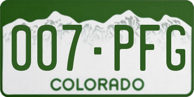 CO license plate 007PFG