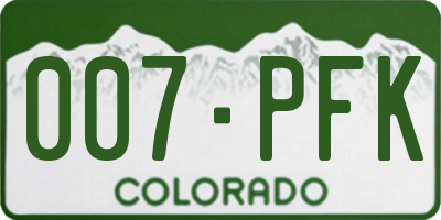 CO license plate 007PFK