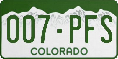 CO license plate 007PFS