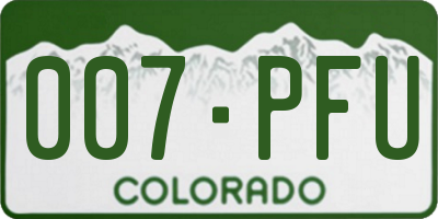 CO license plate 007PFU