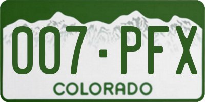 CO license plate 007PFX