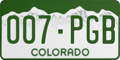 CO license plate 007PGB