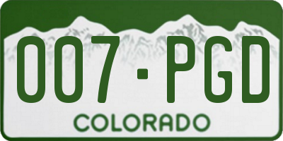 CO license plate 007PGD