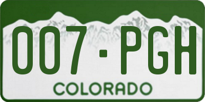 CO license plate 007PGH