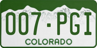 CO license plate 007PGI