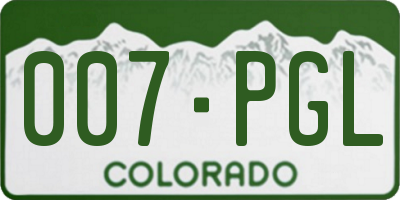CO license plate 007PGL