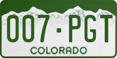 CO license plate 007PGT
