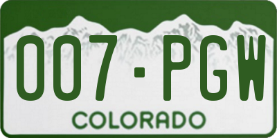 CO license plate 007PGW
