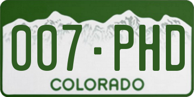 CO license plate 007PHD