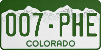 CO license plate 007PHE