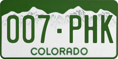 CO license plate 007PHK