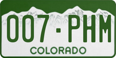 CO license plate 007PHM