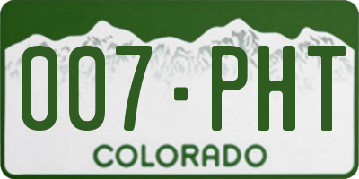 CO license plate 007PHT