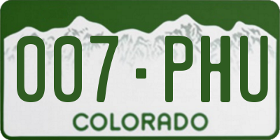 CO license plate 007PHU