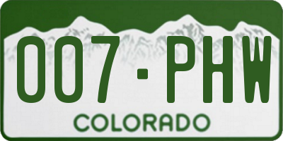 CO license plate 007PHW