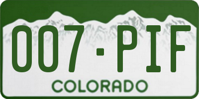 CO license plate 007PIF