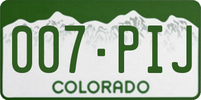 CO license plate 007PIJ