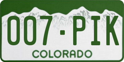 CO license plate 007PIK