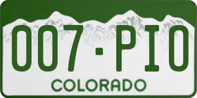 CO license plate 007PIO