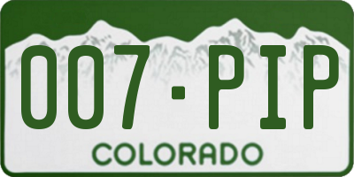 CO license plate 007PIP