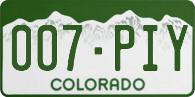 CO license plate 007PIY