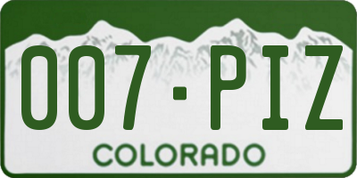 CO license plate 007PIZ