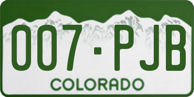 CO license plate 007PJB