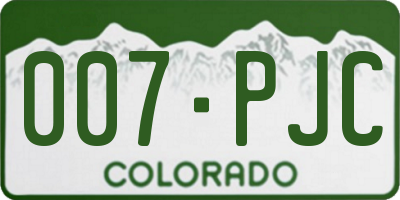 CO license plate 007PJC