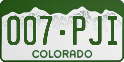 CO license plate 007PJI