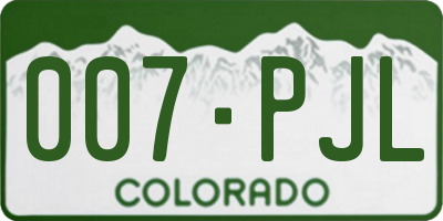 CO license plate 007PJL