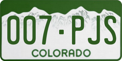 CO license plate 007PJS