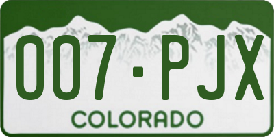 CO license plate 007PJX