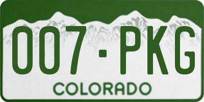 CO license plate 007PKG