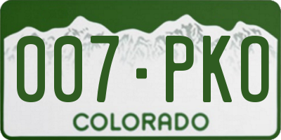 CO license plate 007PKO