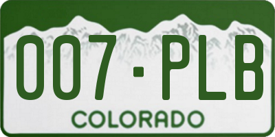 CO license plate 007PLB