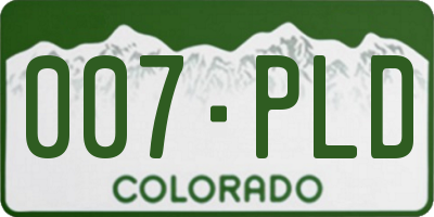 CO license plate 007PLD