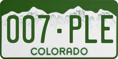 CO license plate 007PLE