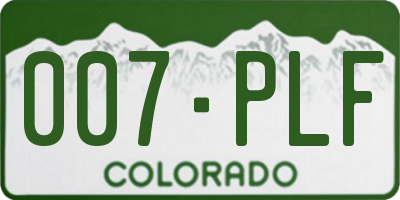 CO license plate 007PLF