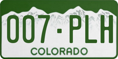 CO license plate 007PLH